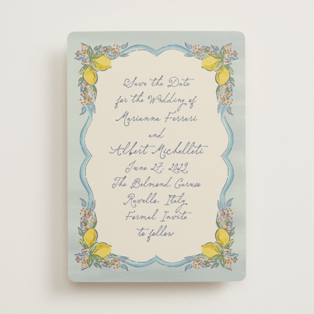 "Amalfi Coast Wedding" - Save the Dates in Aqua by Chris Griffith - Front