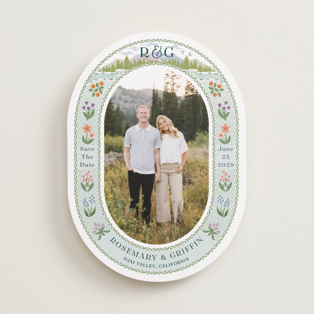 "River Valley" - Save the Dates in Pine by Paper Sun Studio - Front