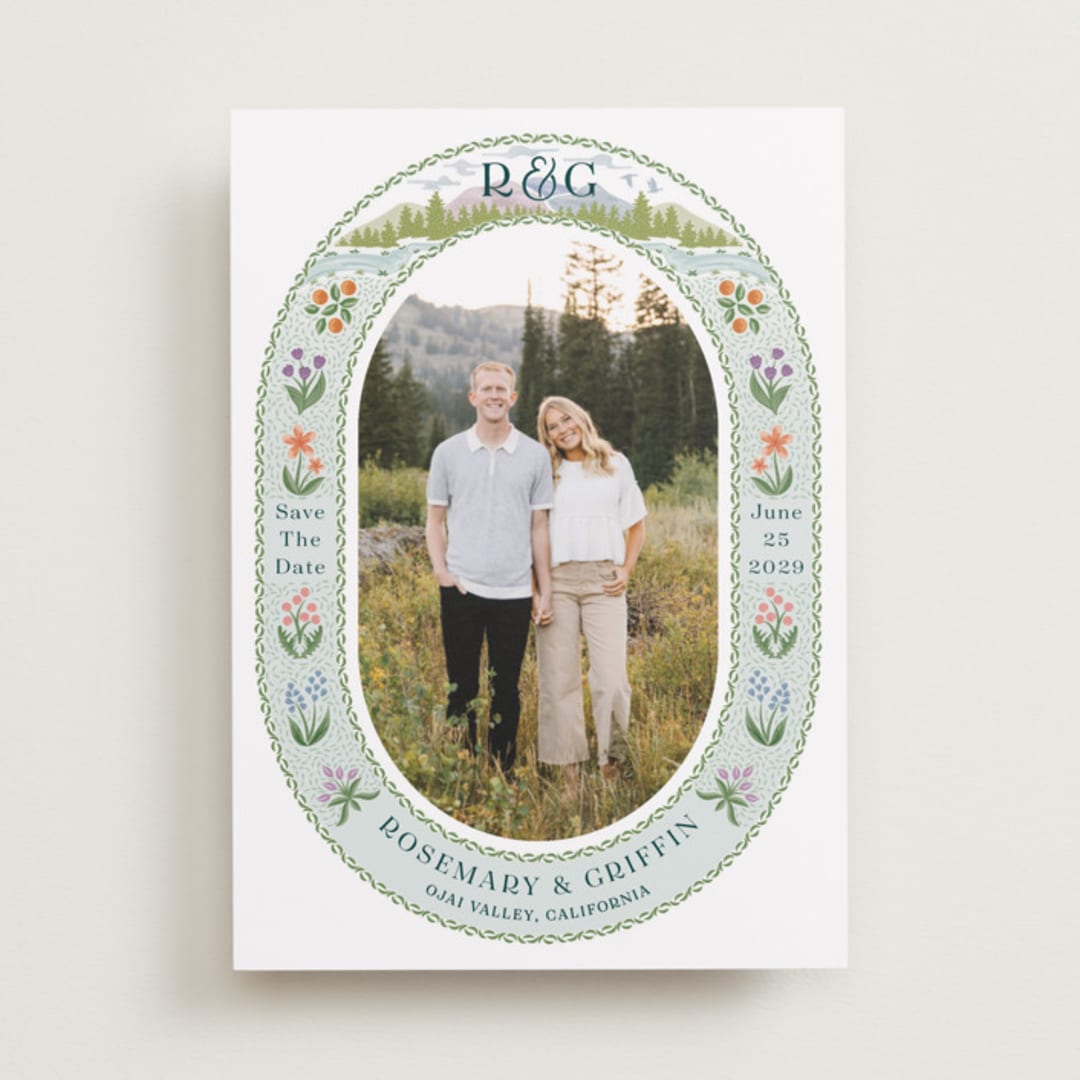 "River Valley" - Save the Dates in Pine by Paper Sun Studio - Front