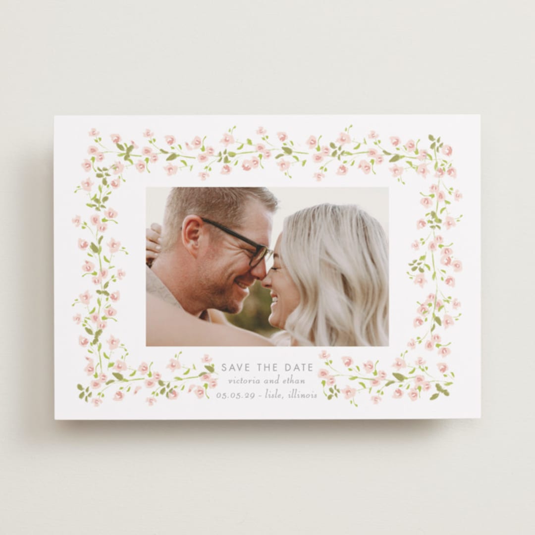 "Rosebud" - Save the Dates in Peony by Baumbirdy - Front