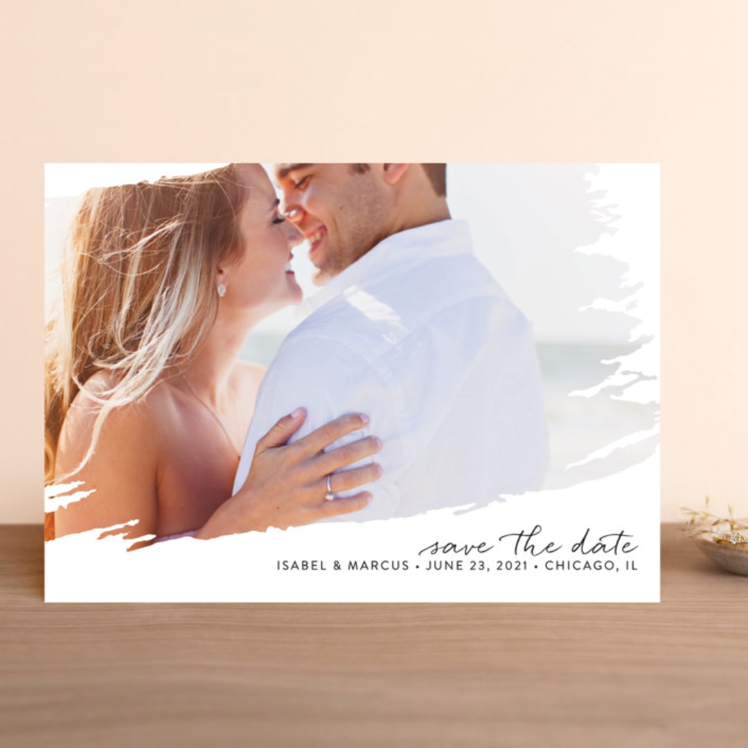 "Brushed" - Save the Dates in Bowtie by Erin Deegan - Front