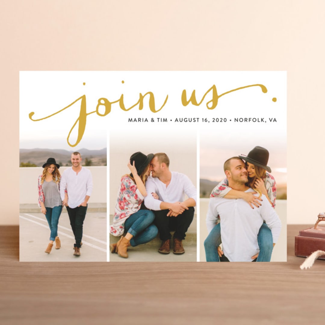 "Jotted" - Save the Dates in Golden by Ashley Hegarty - Front