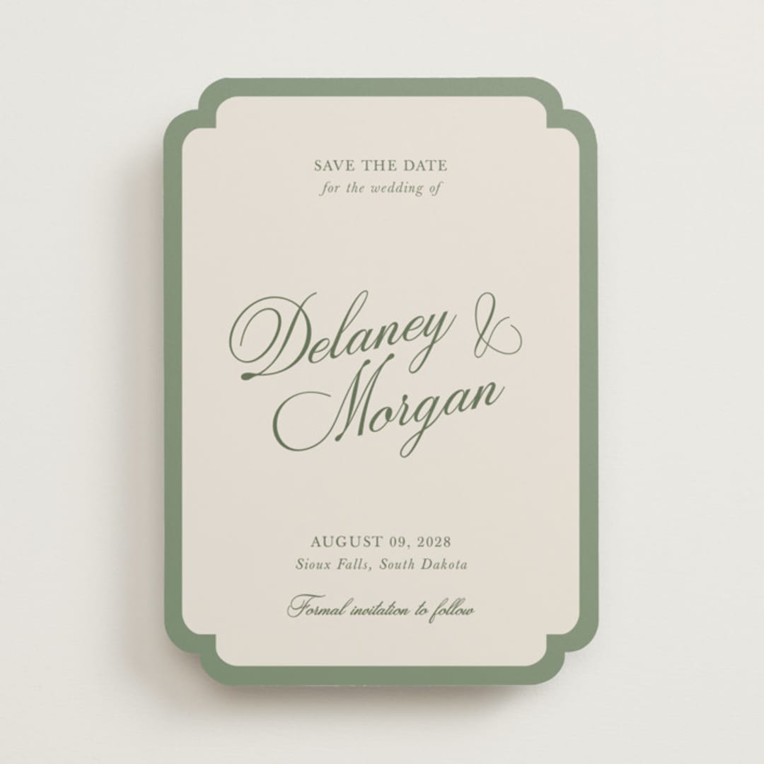 "classic bold border" - Save the Dates in Olive by Cass Loh - Front