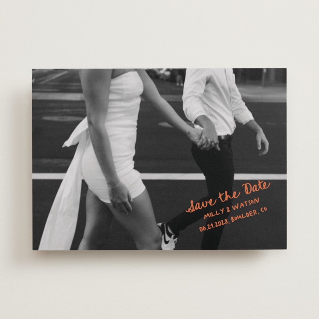 "Imprint" - Save the Dates in Tangerine by Jelena Vuletic - Front