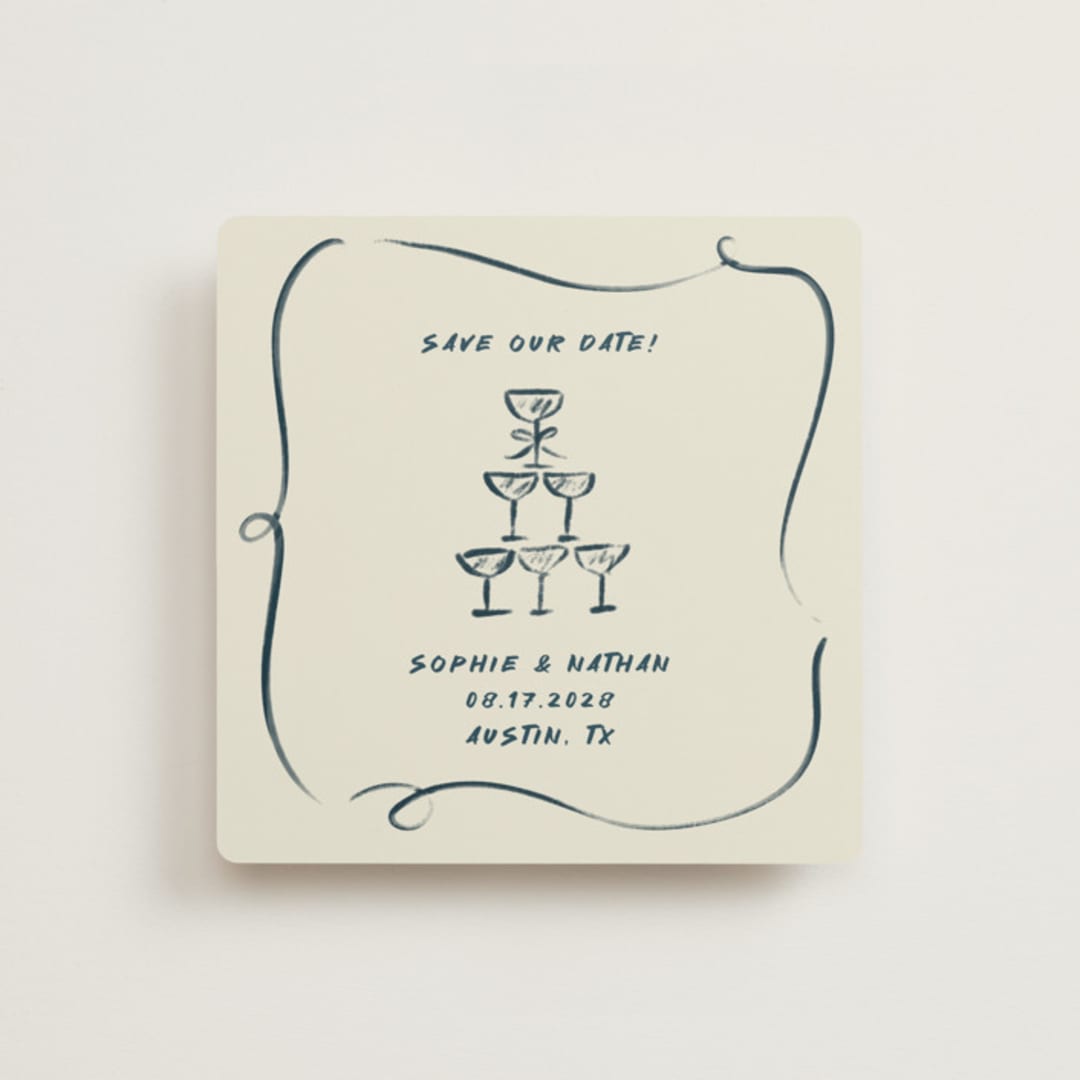 "Champagne Bow" - Save the Dates in Champagne by Adelyn T. - Front
