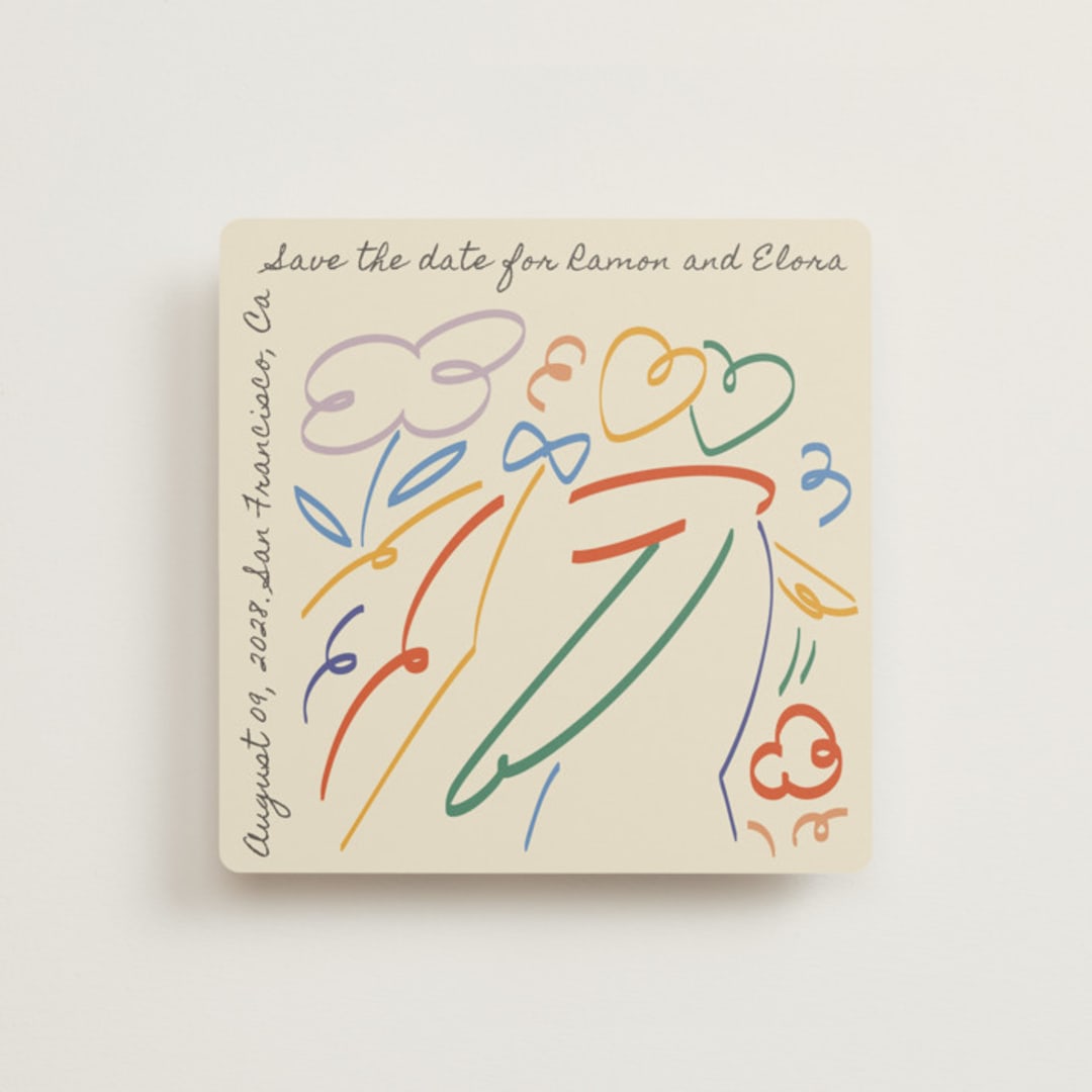 "Vibrant Togetherness" - Save the Dates in Chroma by Zove Ahhh - Front
