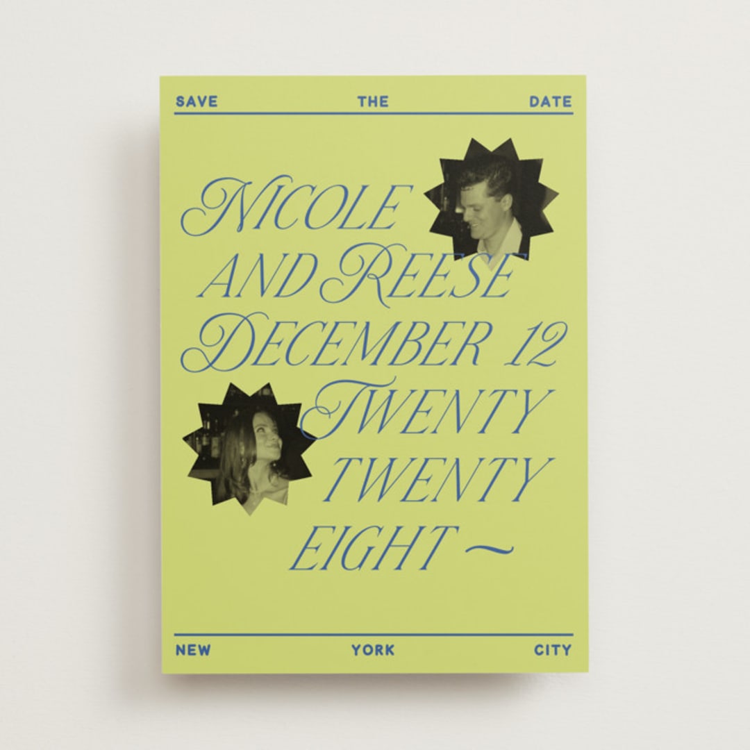 "communiqué" - Save the Dates in Chartreuse by Jennifer Lew - Front