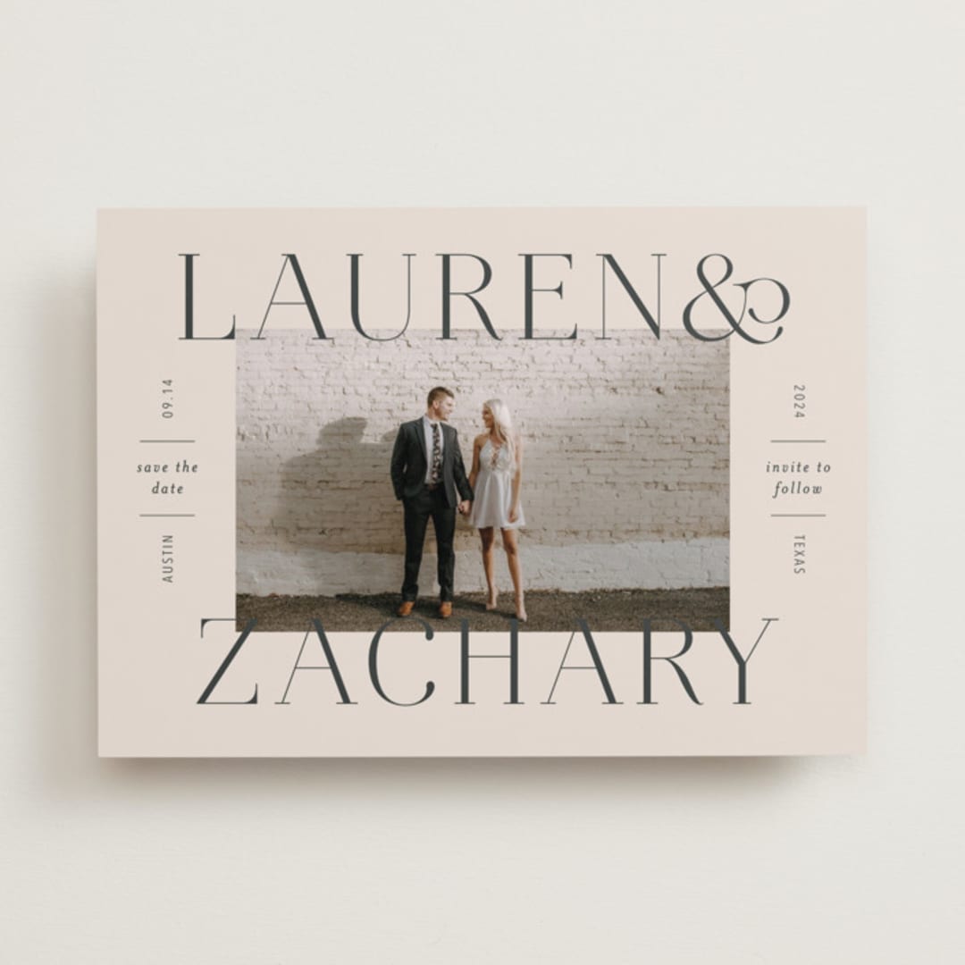 "Name Frame" - Save the Dates in Bone by Sandra Picco Design - Front