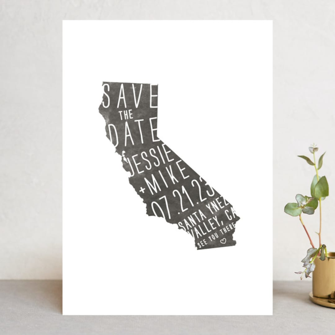"State Stamp - California" - Save the Dates in Smoke by Erin Hodges - Front