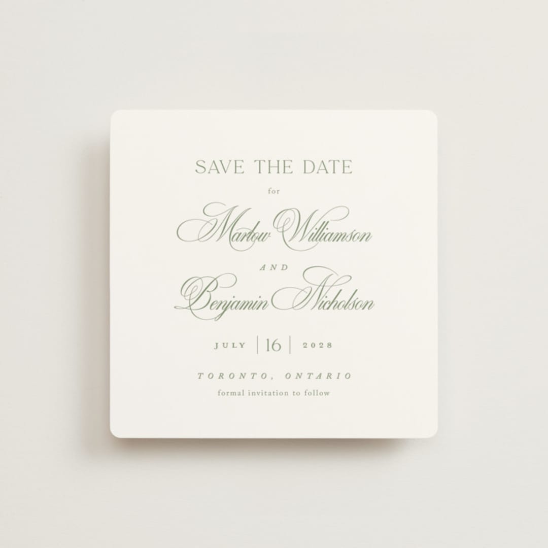 "Chic Script" - Save the Dates in Garden by Kelly Schmidt - Front