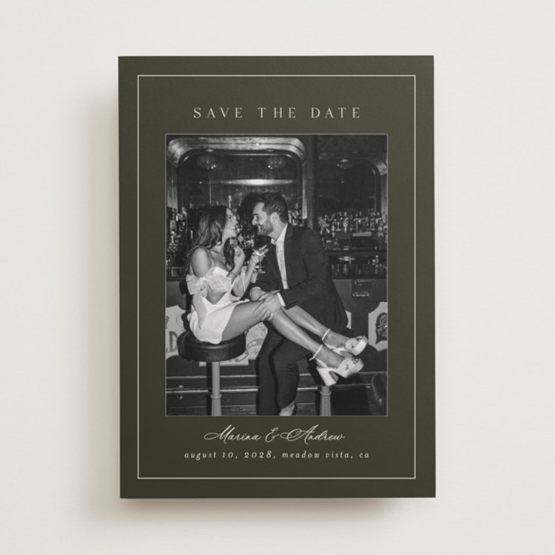 "refined" - Save the Dates in Olive by Nicole Walsh - Front