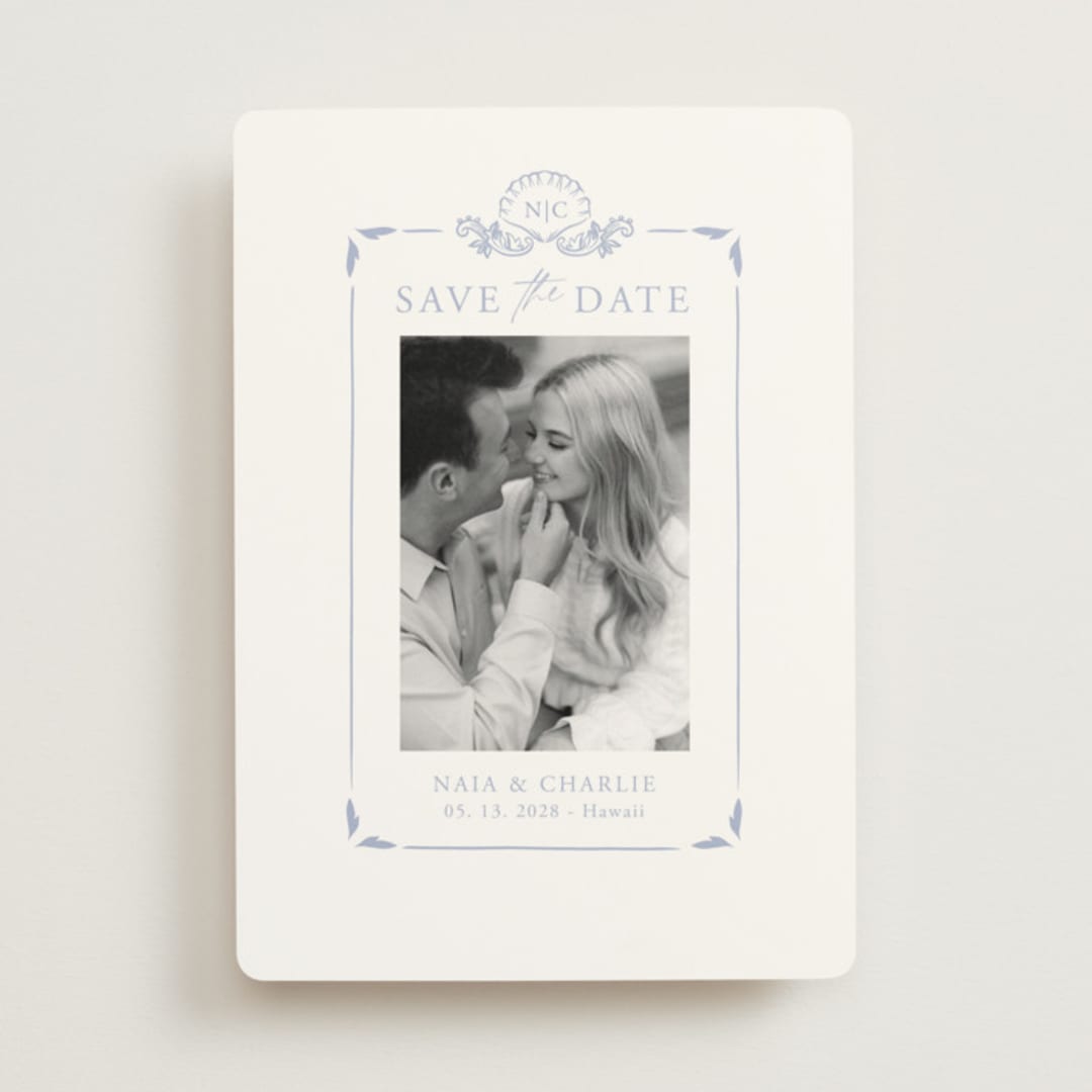 "Ocean Dreams" - Save the Dates in Pale Cerulean by Sabrin Deirani - Front