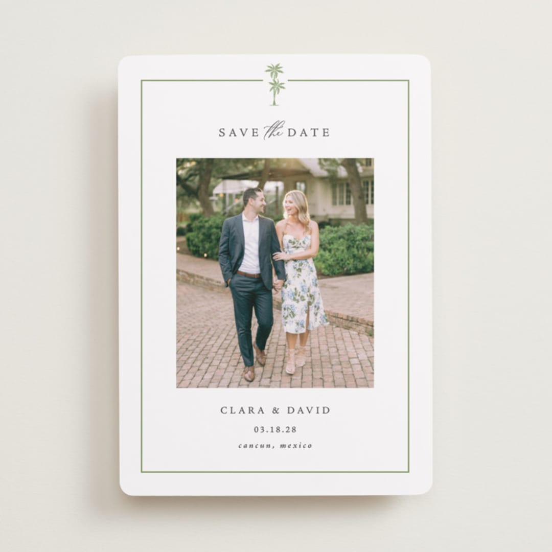"Palm Monogram" - Save the Dates in Leaf by Olivia Raufman - Front
