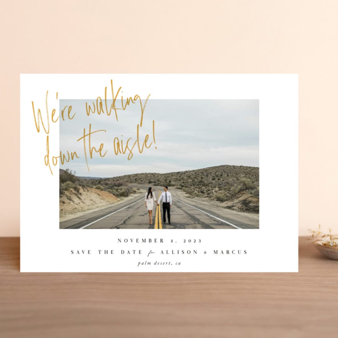 "Down the Aisle" - Save the Dates in Canary by Keen Peachy - Front