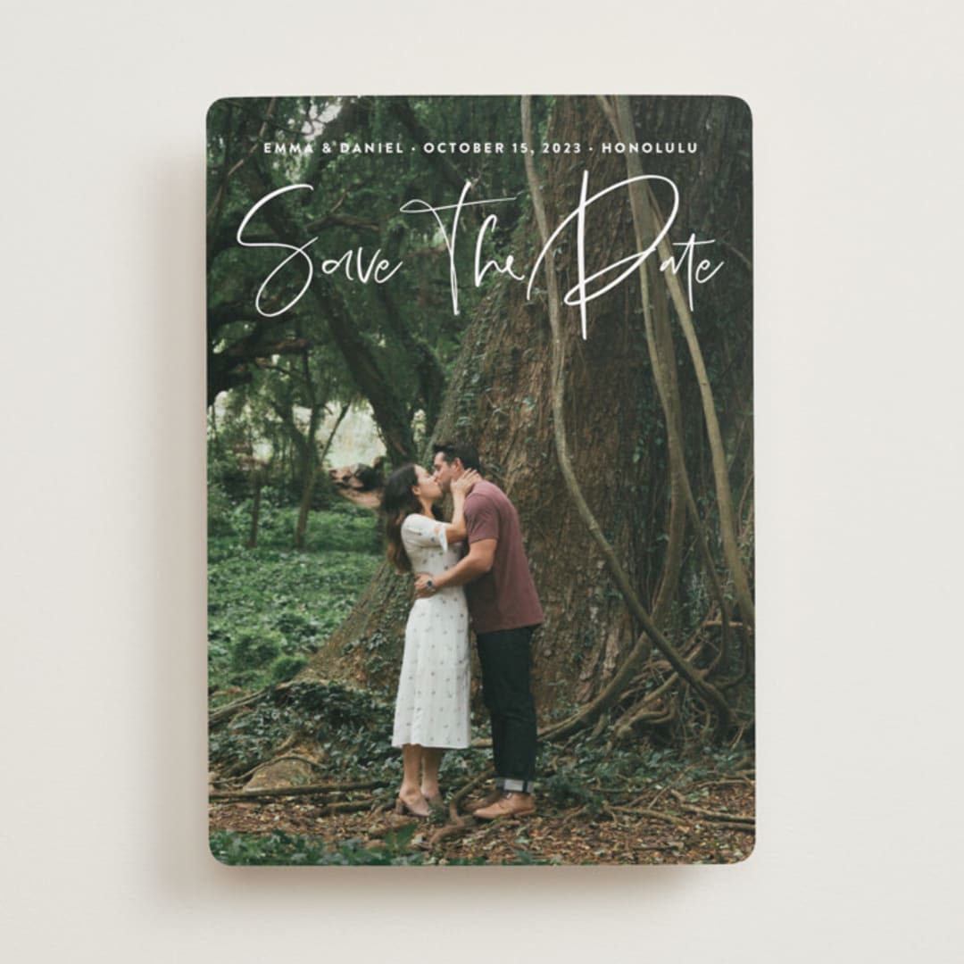 "Natural Script" - Save the Dates in Moonstone by Nicole Barreto - Front