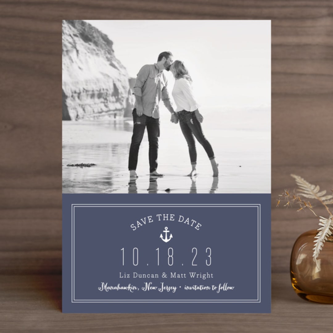 "Down by the Sea" - Save the Dates in Marine by Sandra Picco Design - Front