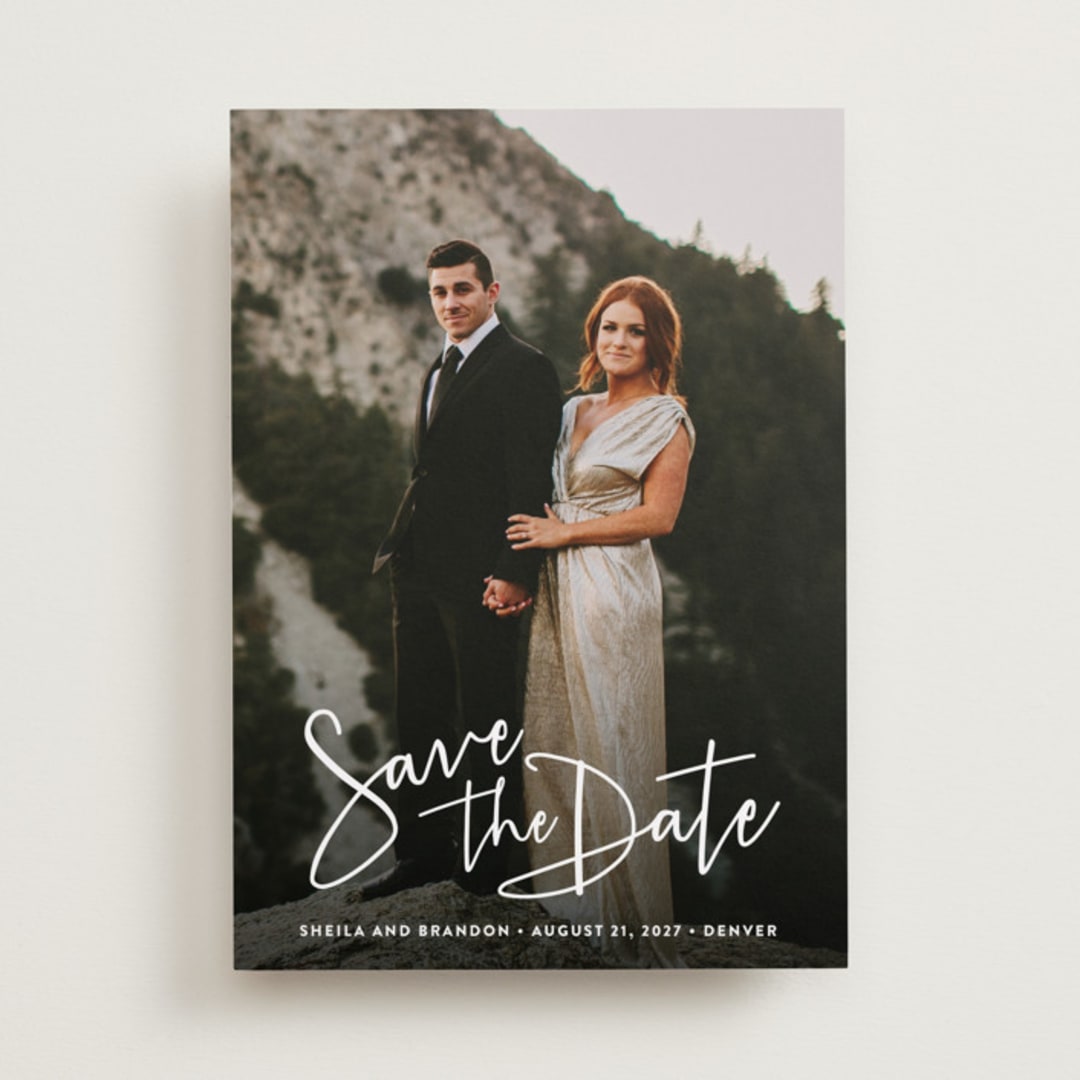 "Stylish Script" - Save the Dates in Cloud by Hooray Creative - Front