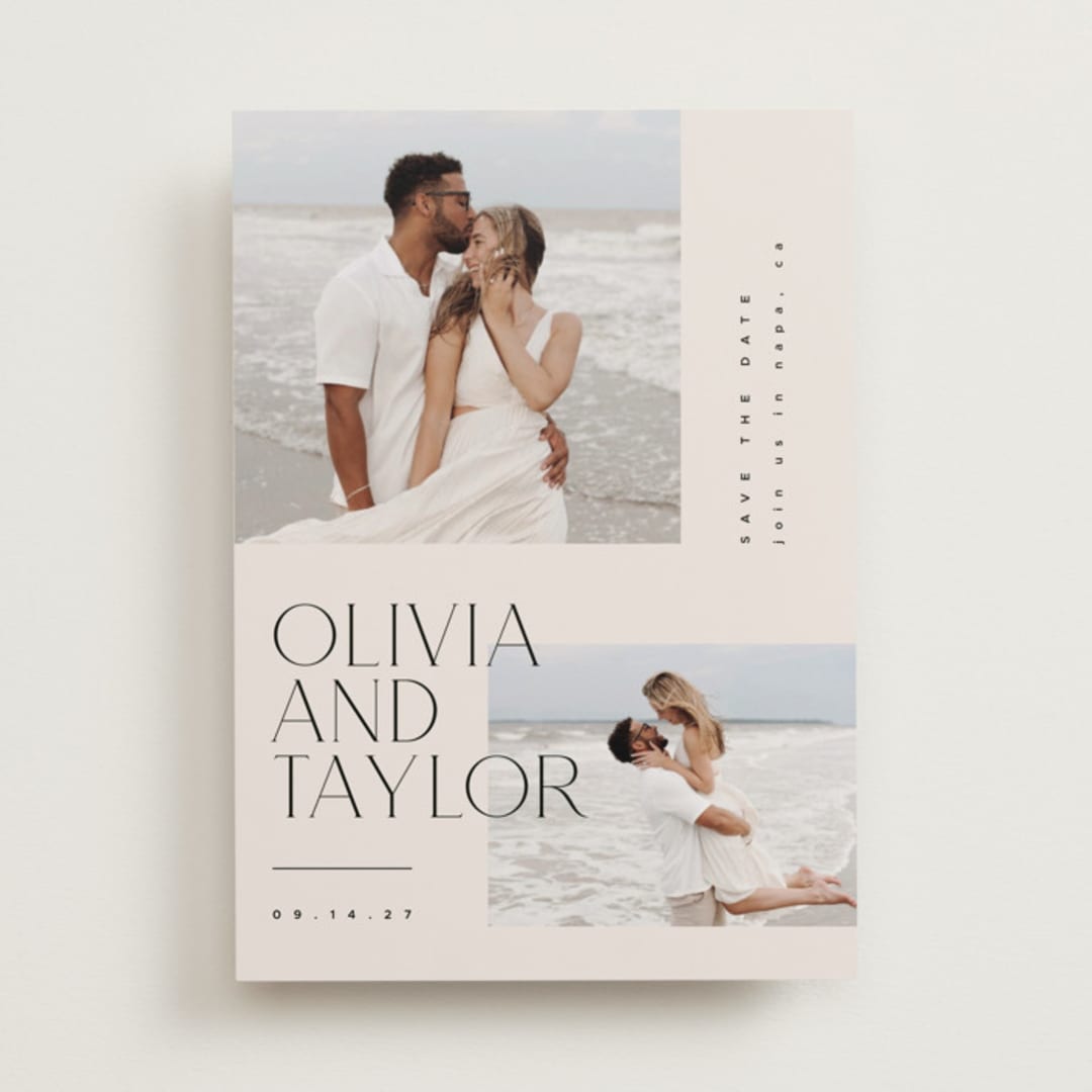 "Overlapping" - Save the Dates in Linen by Kelly Schmidt - Front