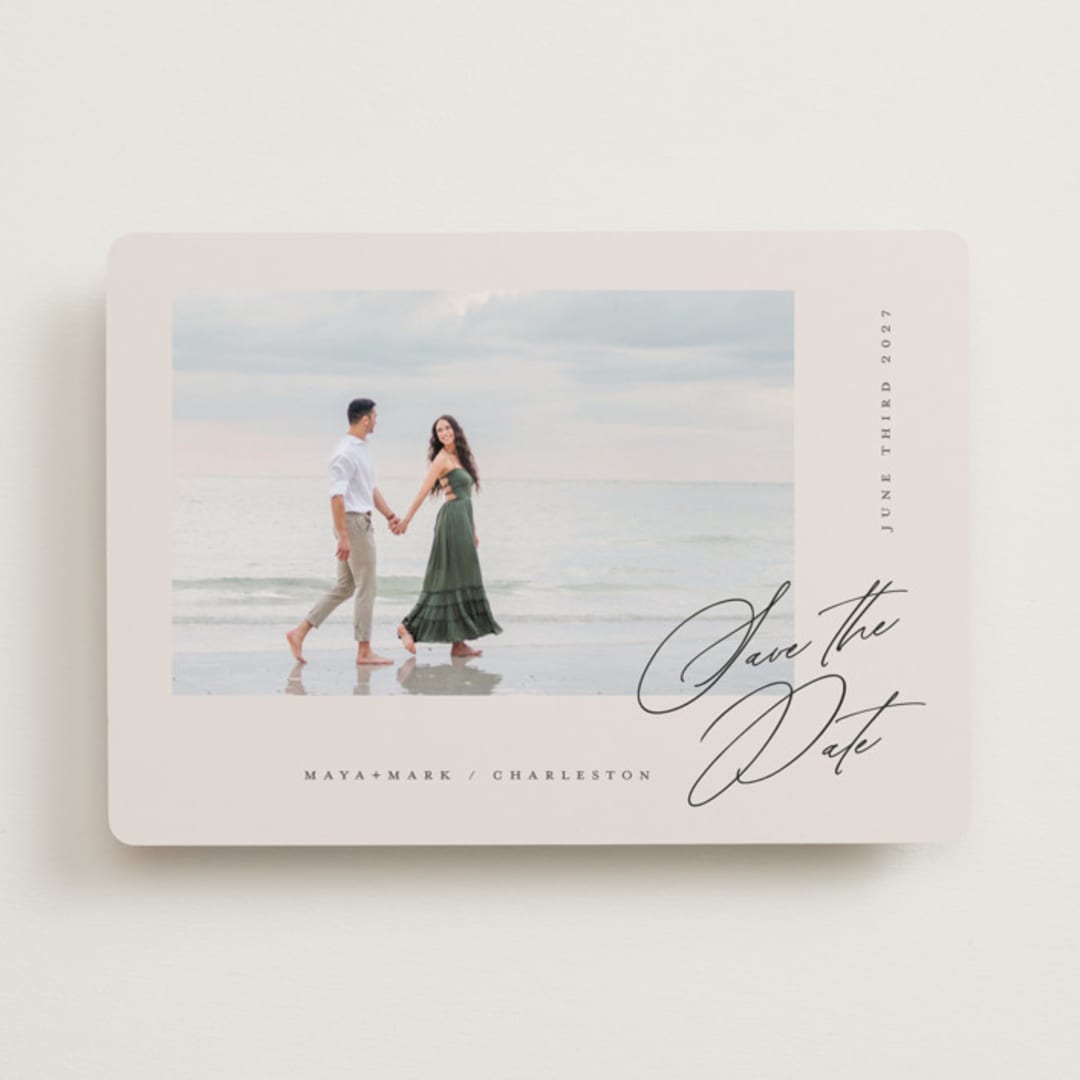 "Posted" - Save the Dates in Cream by Lori Wemple - Front