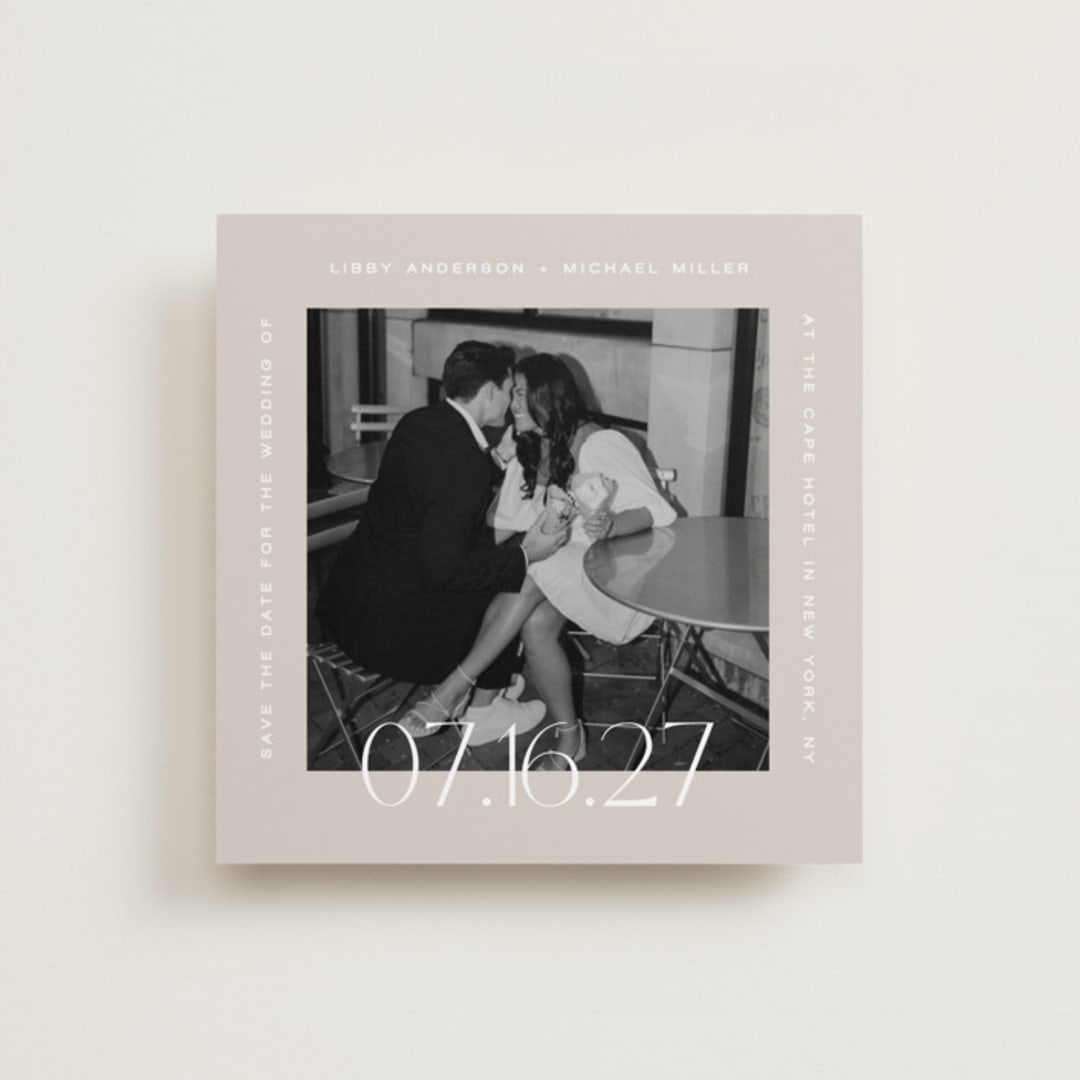 "Square Frame Text" - Save the Dates in Latte by Camille Robinson - Front