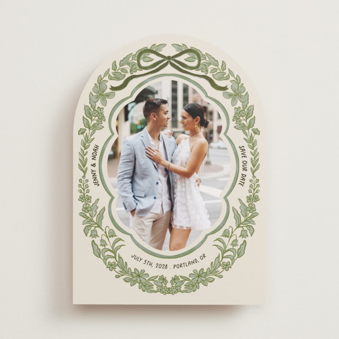 "Charm" - Save the Dates in Olive by Elly - Front