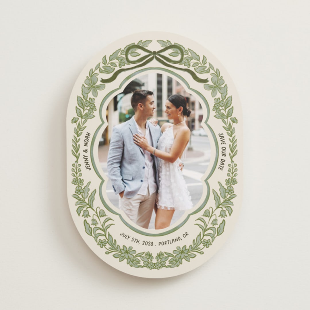 "Charm" - Save the Dates in Olive by Elly - Front