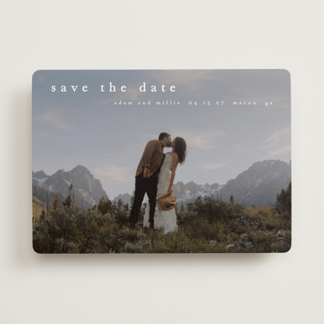 "Typographic Header" - Save the Dates in Cotton by Stacey Meacham - Front