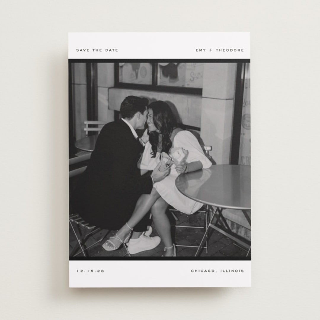 "Photosnap" - Save the Dates in Onyx by Pixel and Hank - Front