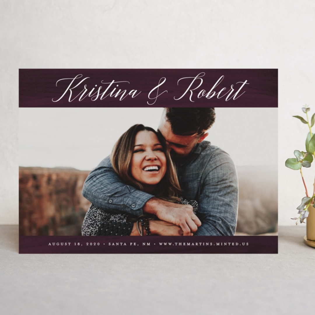 "Plum Paint" - Save the Dates in Plum by Kelly Nasuta - Front