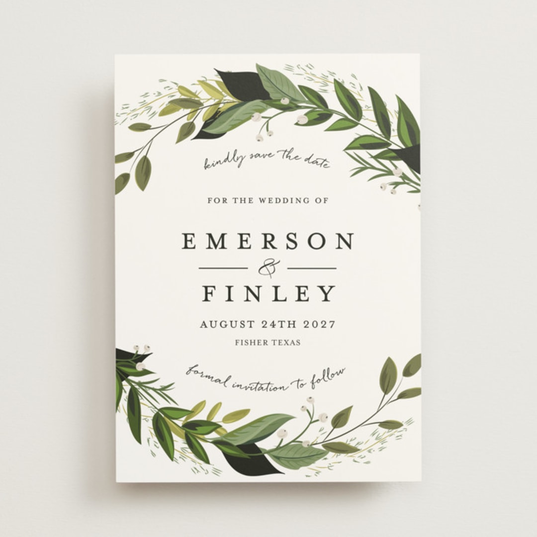 "Vines of Green" - Save the Dates in Fern by Susan Moyal - Front