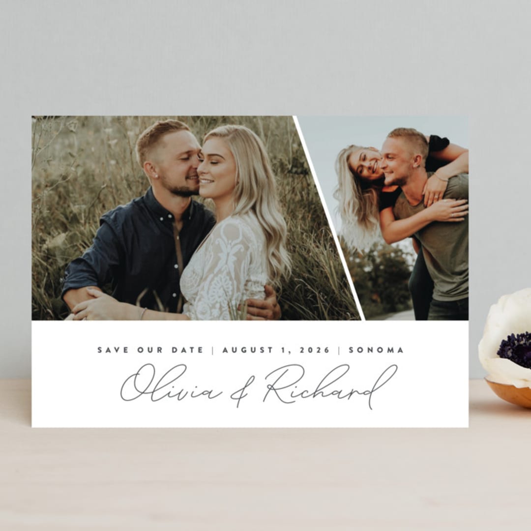 "Modern Edge" - Save the Dates in Slate by Laura Hamm - Front