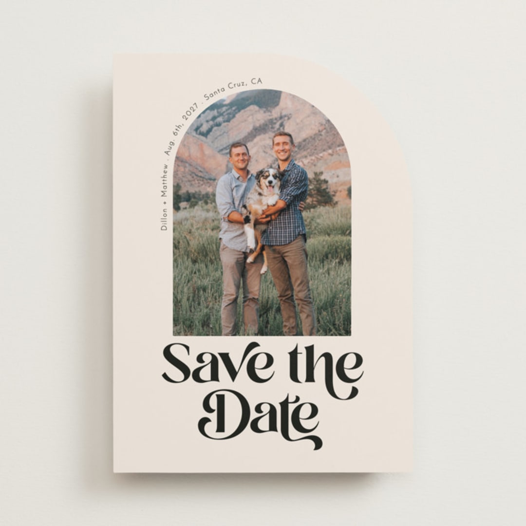 "RETRO ARCH" - Save the Dates in Desert by Morgan Kendall - Front