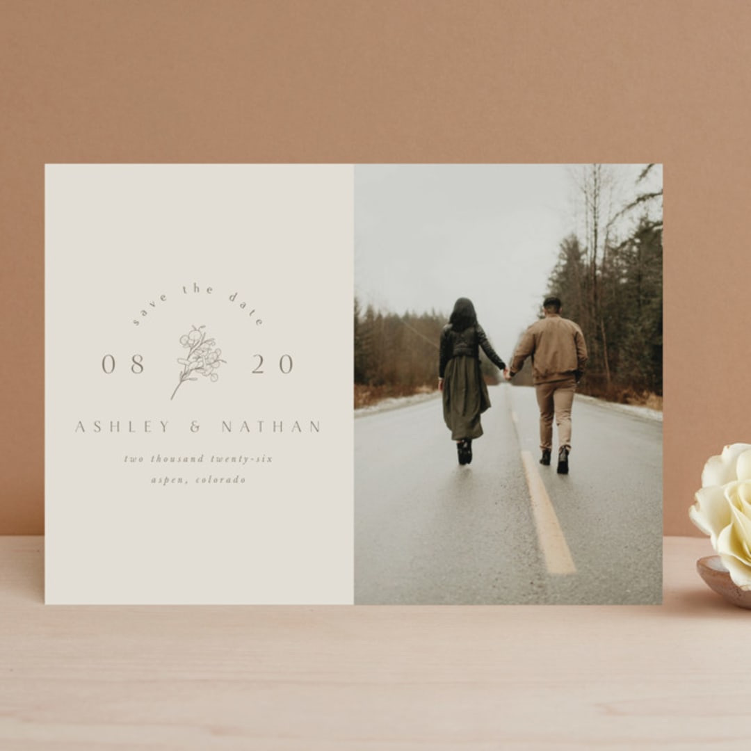 "Botanical Accent" - Save the Dates in Ivory by Airell - Front