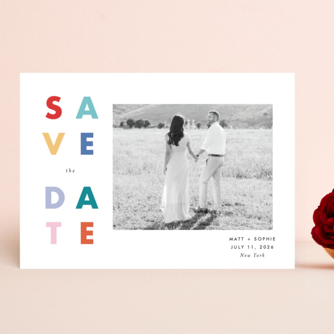 "Pop of Color" - Save the Dates in Cloud by Katt Jones - Front