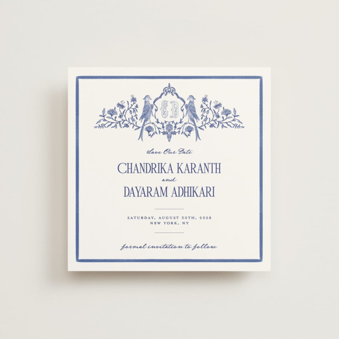 "Tapestry" - Save the Dates in Cobalt by Jenna Holcomb - Front