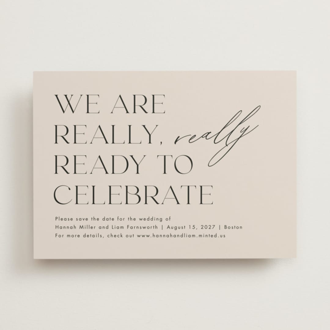 "Really Really Ready" - Save the Dates in Blush by Amy Payne - Front