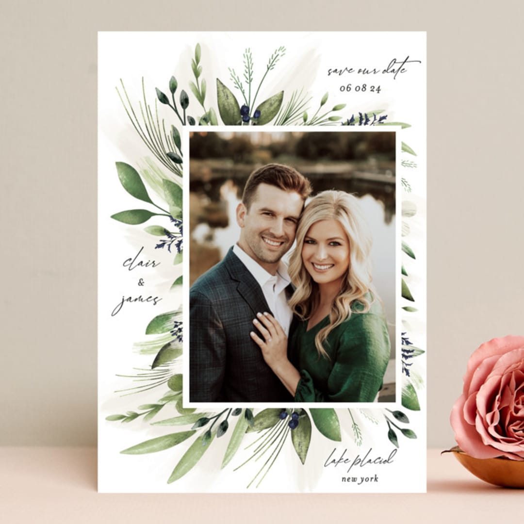 "Nature Love" - Save the Dates in Navy by Susan Moyal - Front