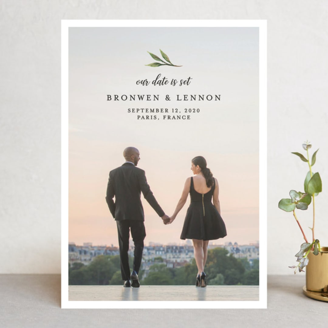"Botanical Beauty" - Save the Dates in Sage by Paula Pecevich - Front