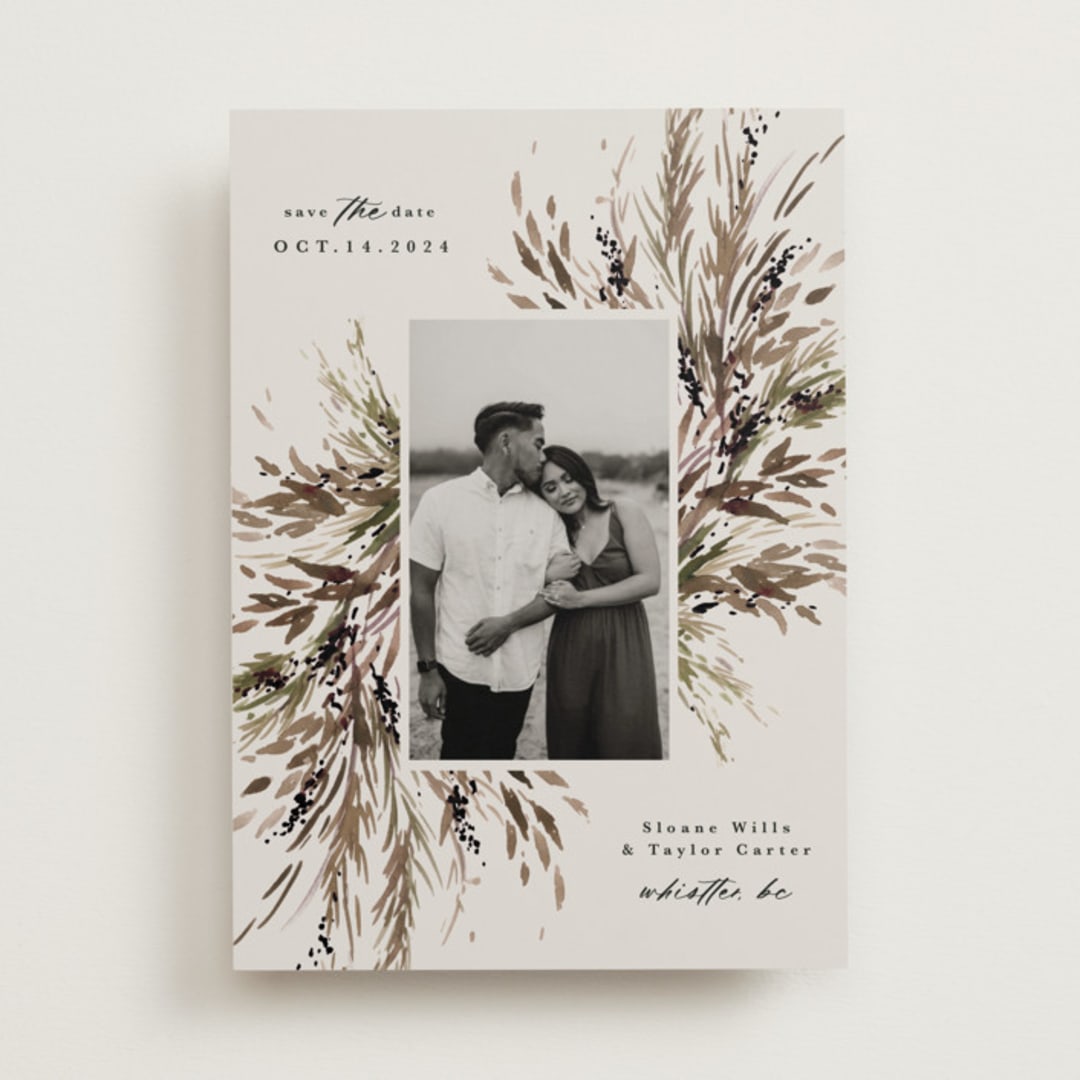 "Wildflower Bouquet" - Save the Dates in Rust by Kate Ahn - Front