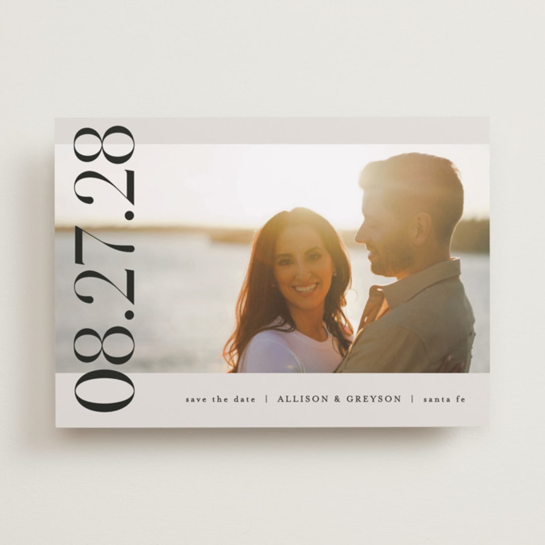 "All Stacked Up" - Save the Dates in Ivory by Pixel and Hank - Front