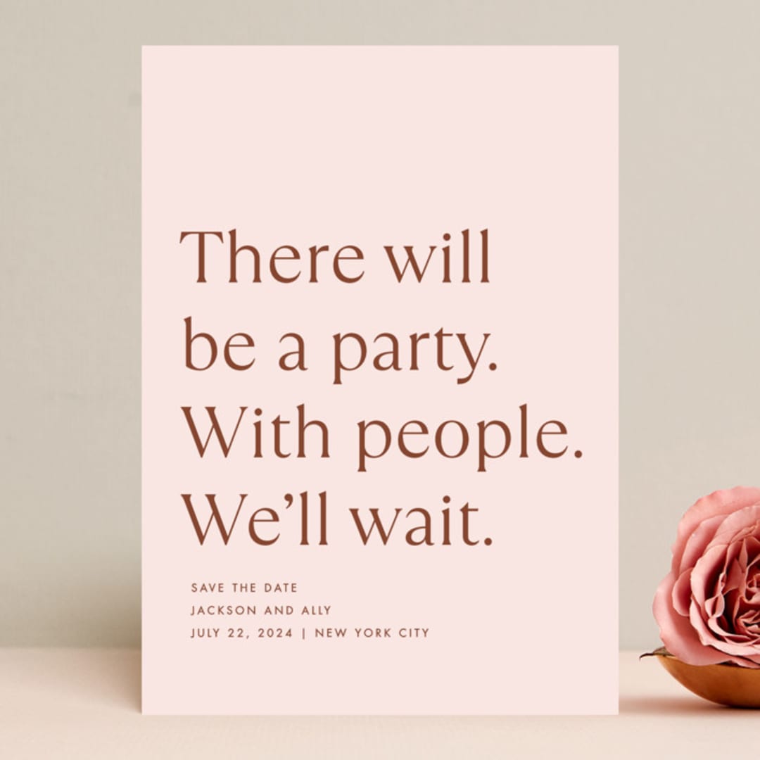 "There Will Be a Party" - Save the Dates in Terracotta by Amy Payne - Front