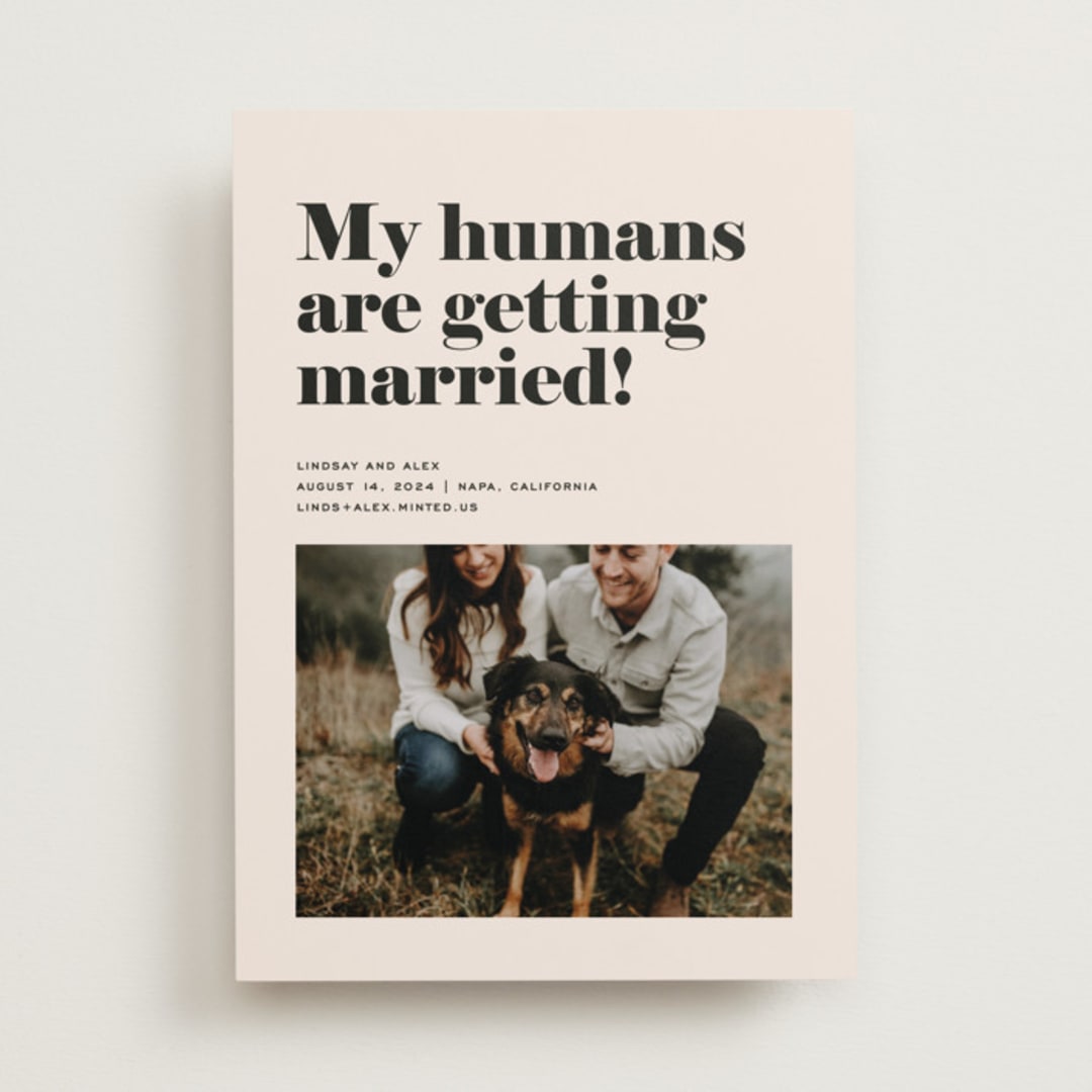 "Must Love Dogs" - Save the Dates in Ecru by Annie Clark - Front