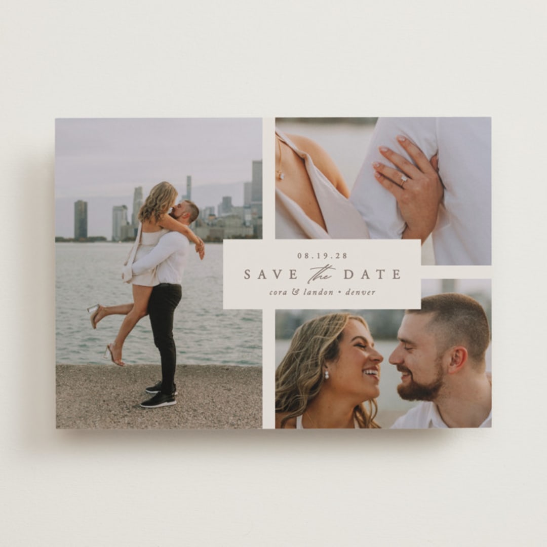 "Classic Date" - Save the Dates in Almond by Brianne Larsen - Front