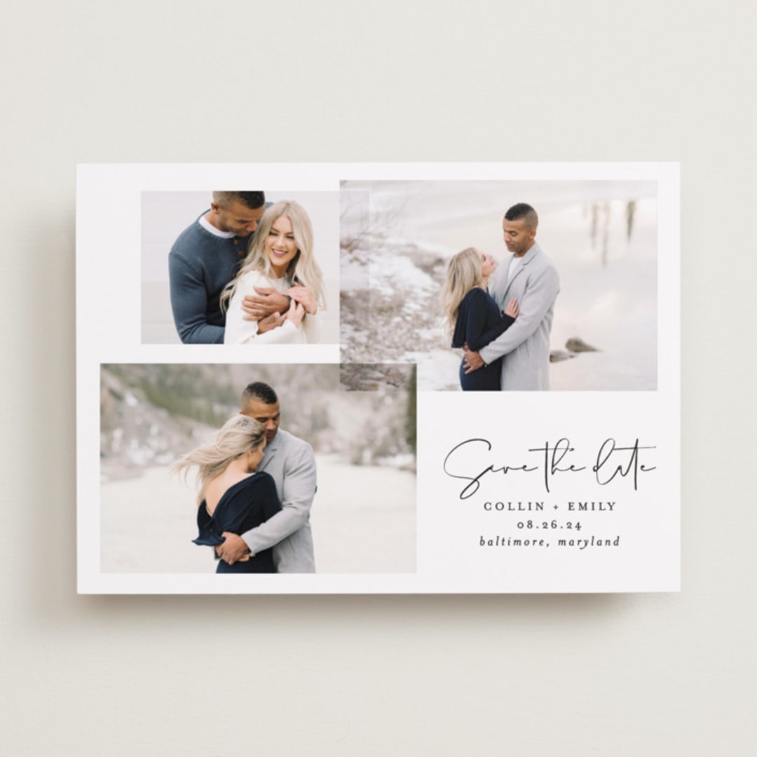 "amour fois trois" - Save the Dates in Onyx by Erin Deegan - Front