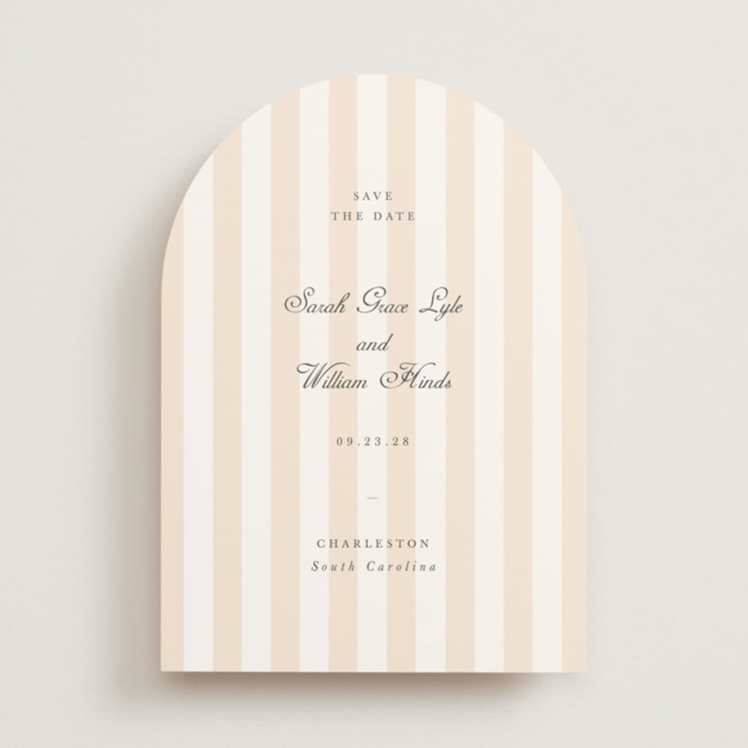 "awning stripe" - Save the Dates in Peach by Sara Hicks Malone - Front