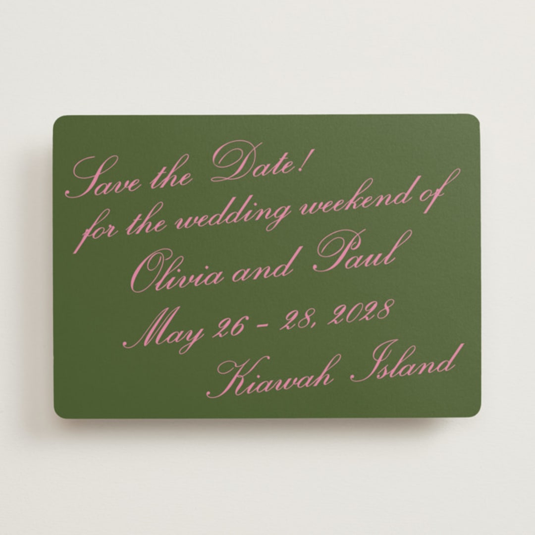 "Kiawah" - Save the Dates in Moss by Megan Davis - Front
