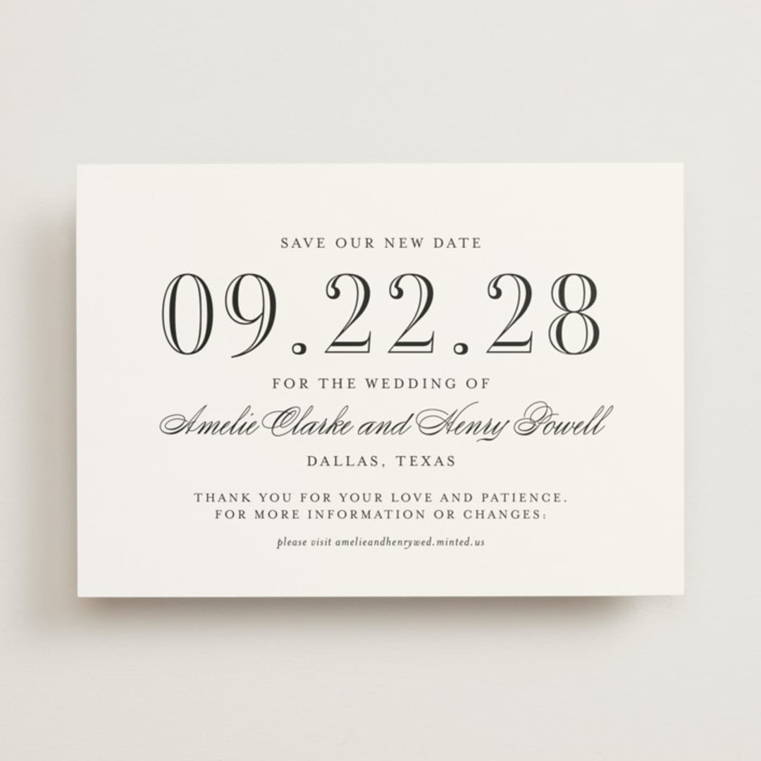 "Hepburn" - Save the Dates in Tuxedo by Megan Davis - Front