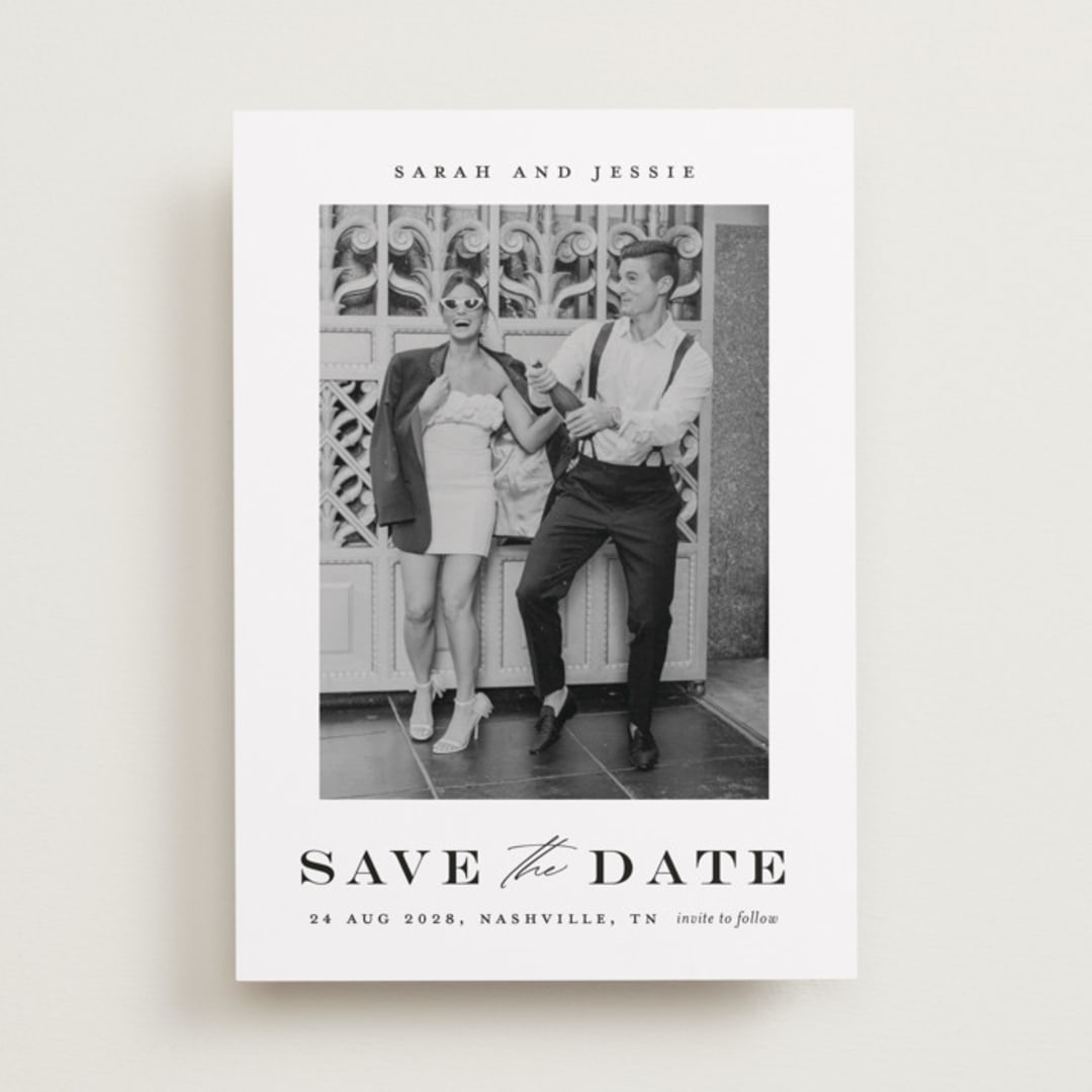 "Classic Charm" - Save the Dates in Midnight by Stacey Meacham - Front