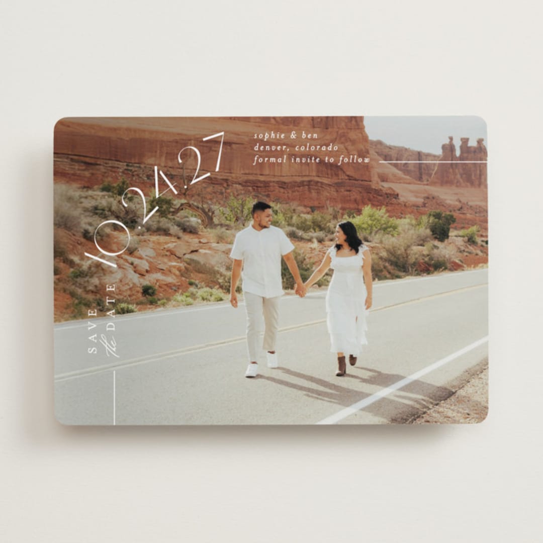 "Curved Date" - Save the Dates in Pearl by Brooke Chandler - Front