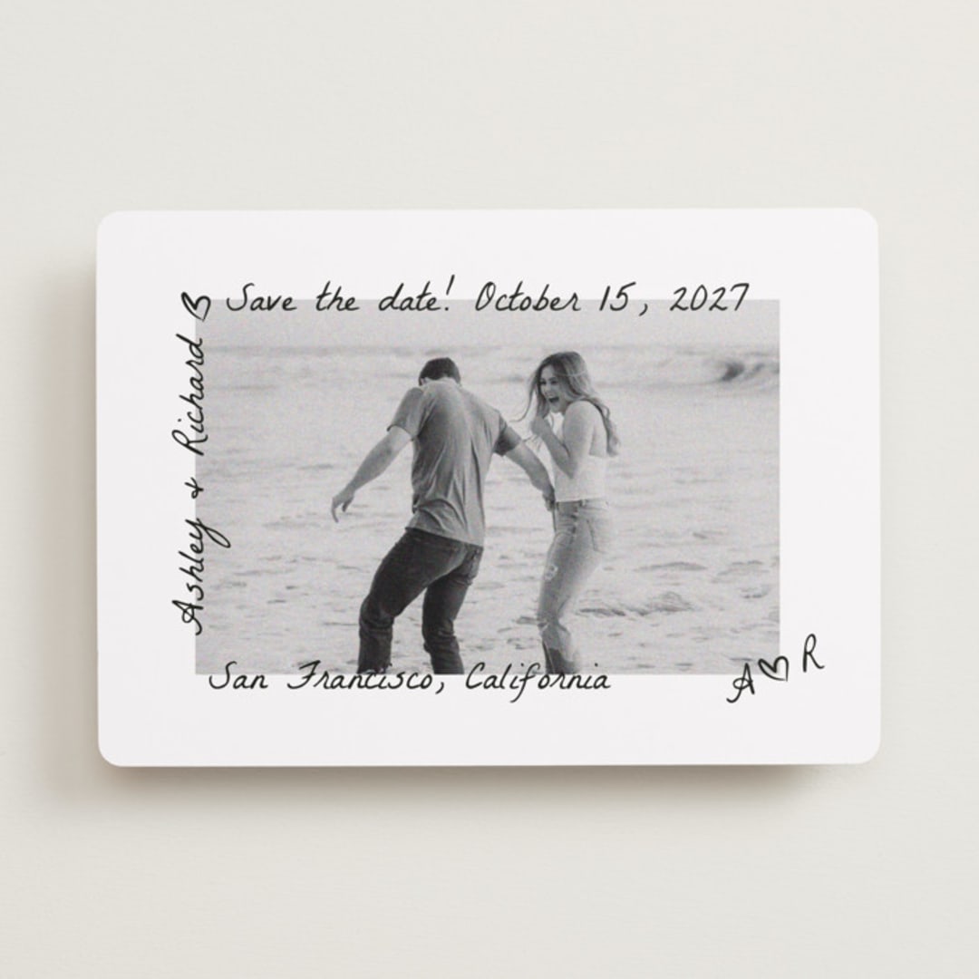 "Showered" - Save the Dates in Graphite by Claudia Orengo - Front